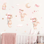 Pink Cartoon Bear Balloon Wall Sticker for Kids Room