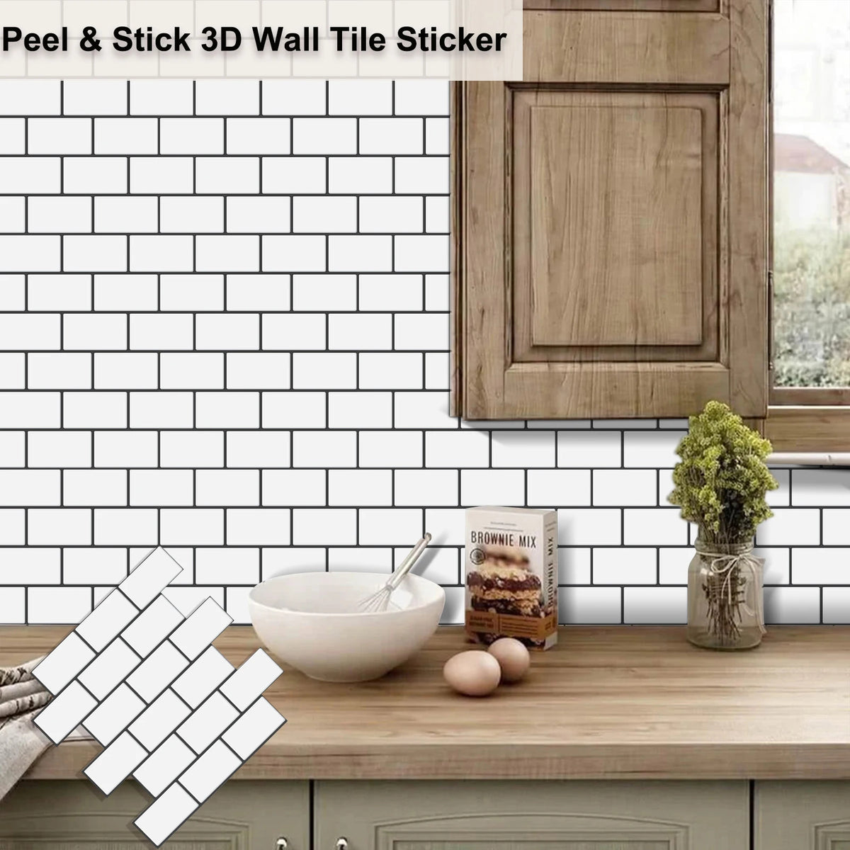 3D Subway Brick Peel & Stick Wall Stickers 10 Sheets