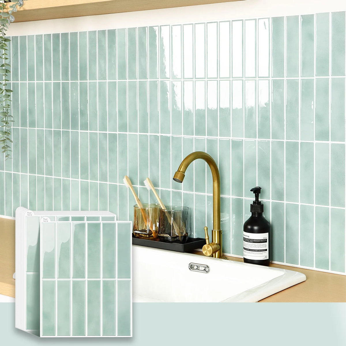 5/10Pcs Peel & Stick Tile Stickers Waterproof Vinyl