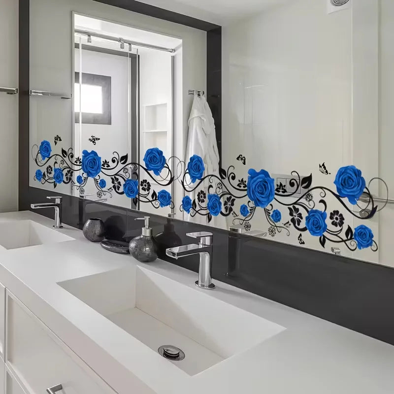 2-Piece Blue Rose Vine Wall & Window Decals