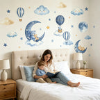 Cute Bear Moon & Star Wall Stickers for Kids Room