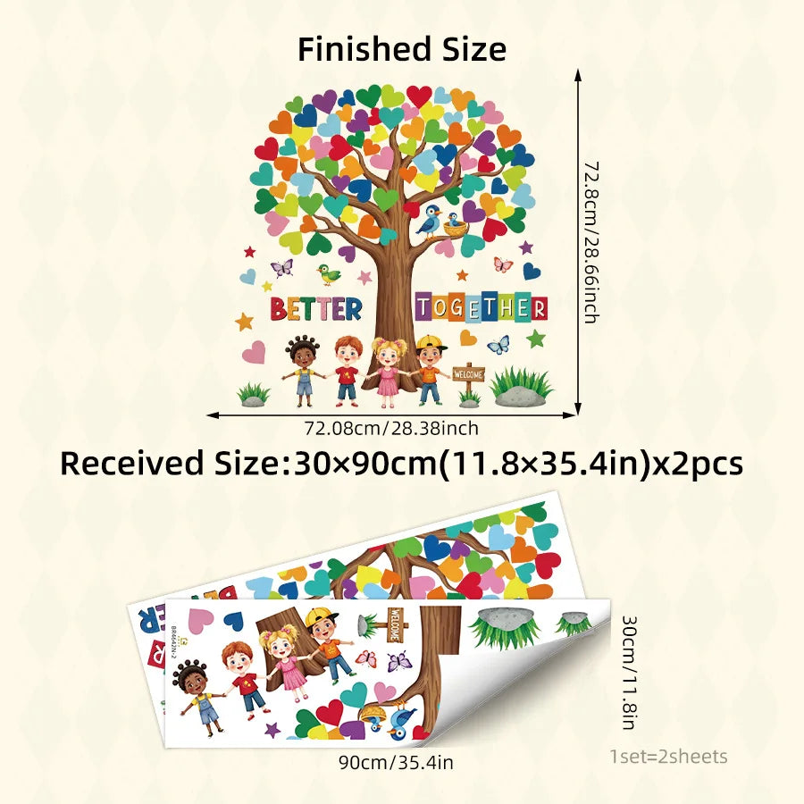 Colorful Heart Tree Wall Sticker for Kids Room & Nursery