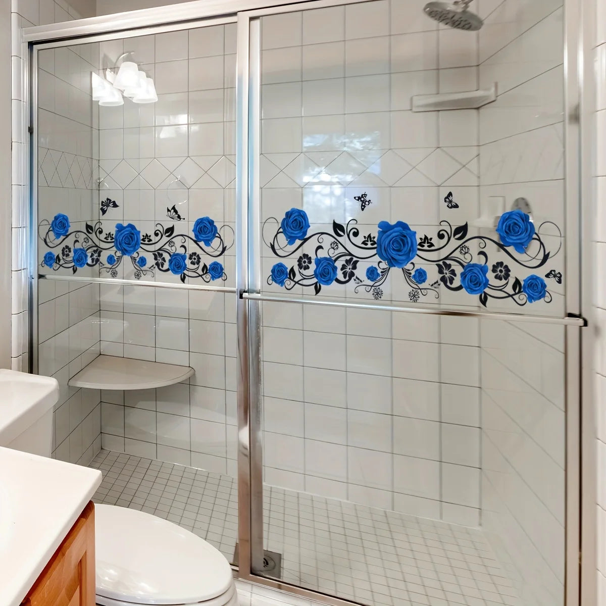 2-Piece Blue Rose Vine Wall & Window Decals