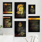 Motivational Quote Wall Art Black & Gold Canvas Poster