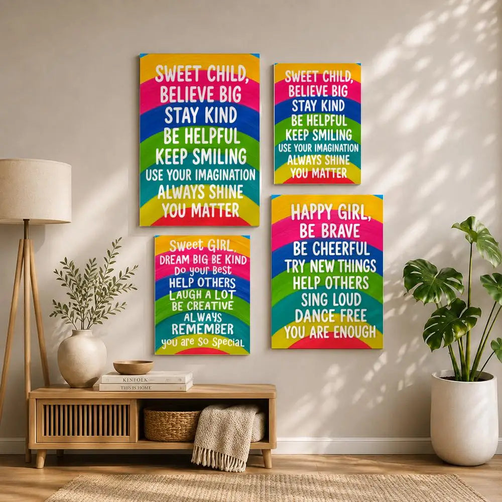 Rainbow Girl Motivational Wall Poster Self-Adhesive