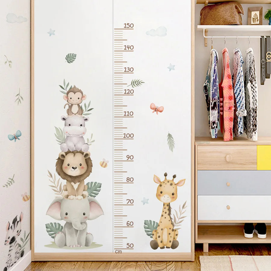 Jungle Safari Animal Growth Chart Wall Sticker for Kids
