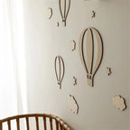 13-Piece Wooden Hot Air Balloon Wall Decor Set for Kids Room