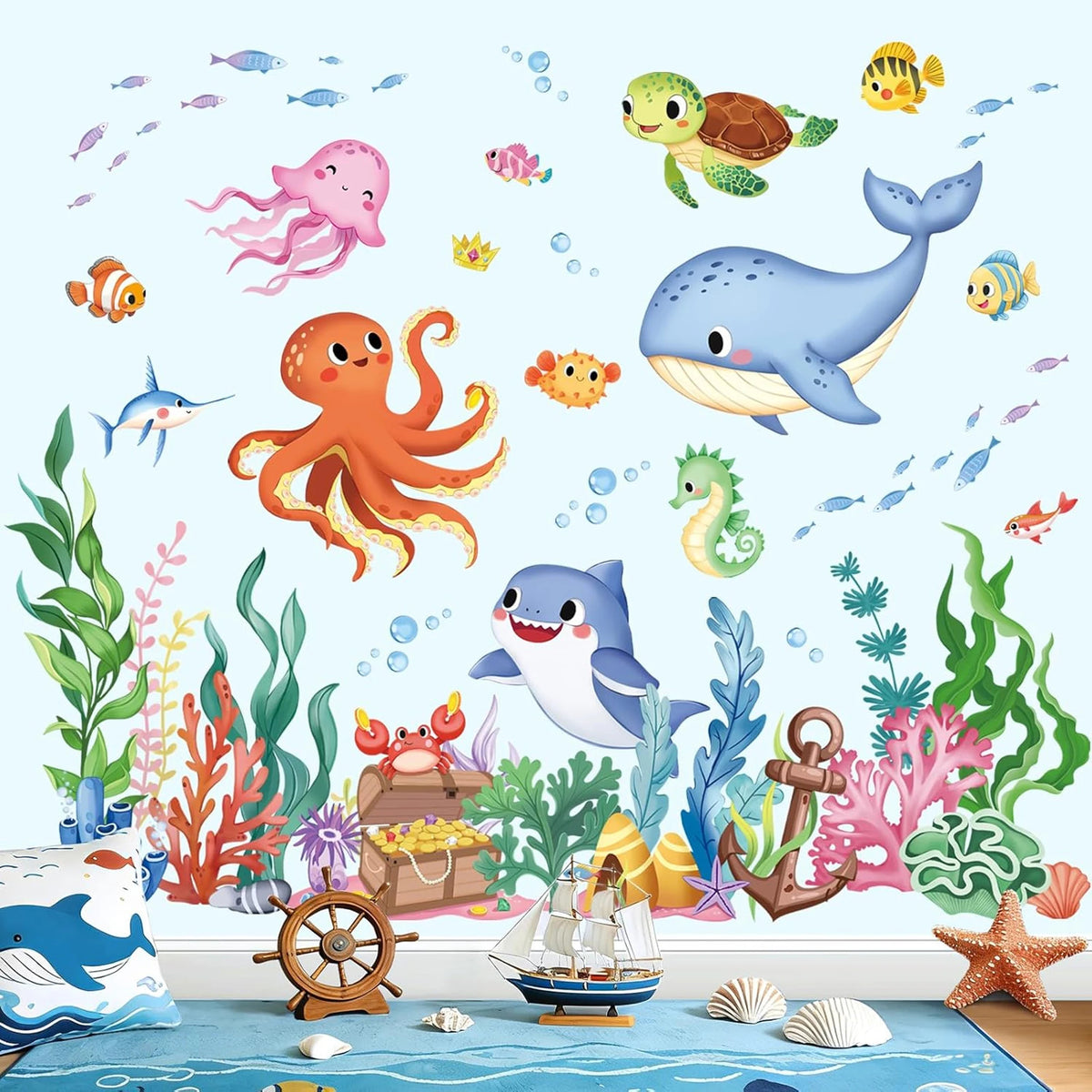 Underwater Ocean Animal Wall Stickers for Kids Room