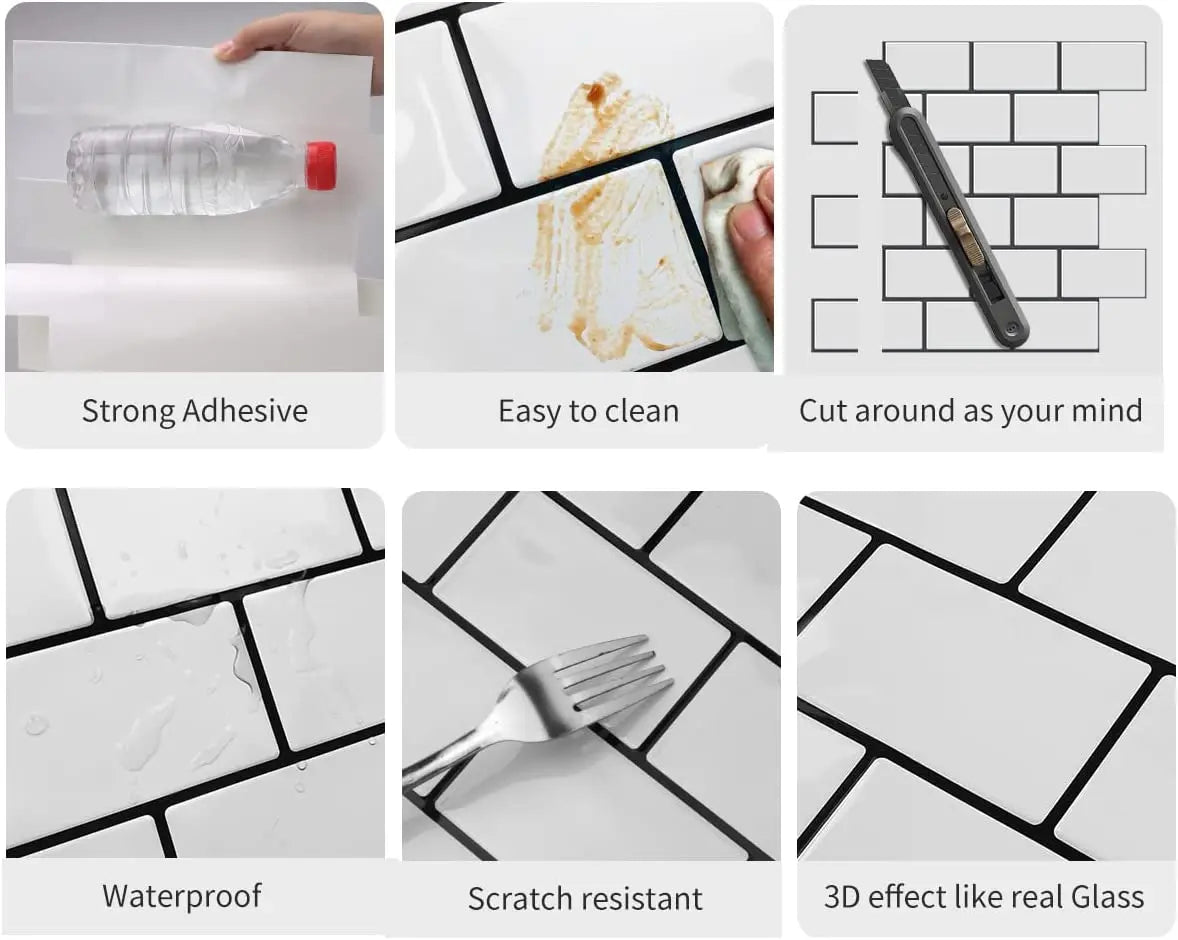 3D Subway Brick Peel & Stick Wall Stickers 10 Sheets
