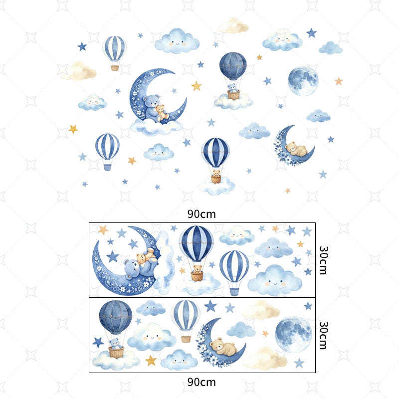 Cute Bear Moon & Star Wall Stickers for Kids Room