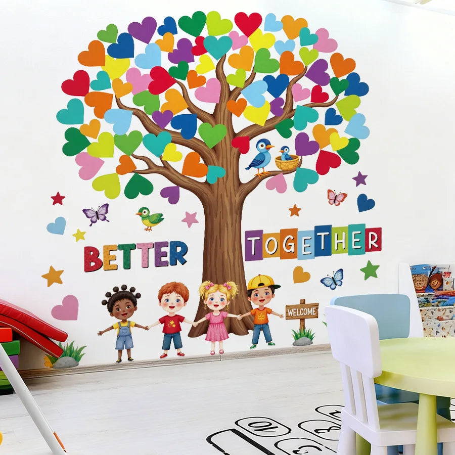 Colorful Heart Tree Wall Sticker for Kids Room & Nursery