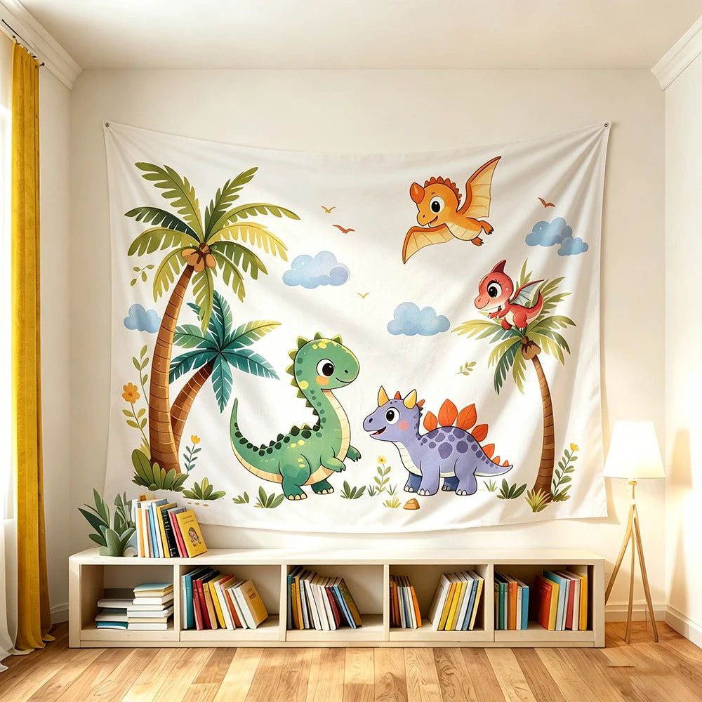 Cute Dinosaur Tapestry Wall Decor for Bedroom & Party