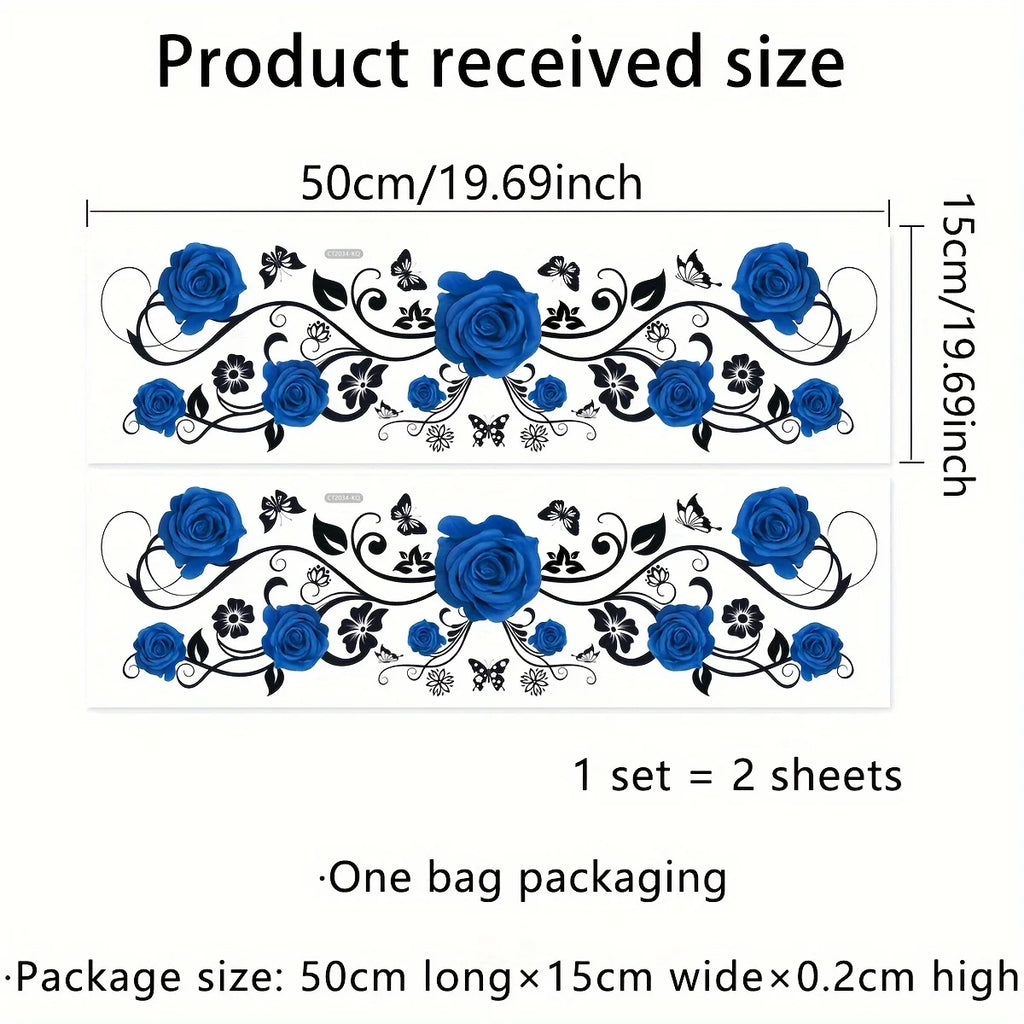 2-Piece Blue Rose Vine Wall & Window Decals