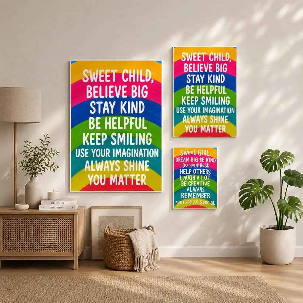 Rainbow Girl Motivational Wall Poster Self-Adhesive