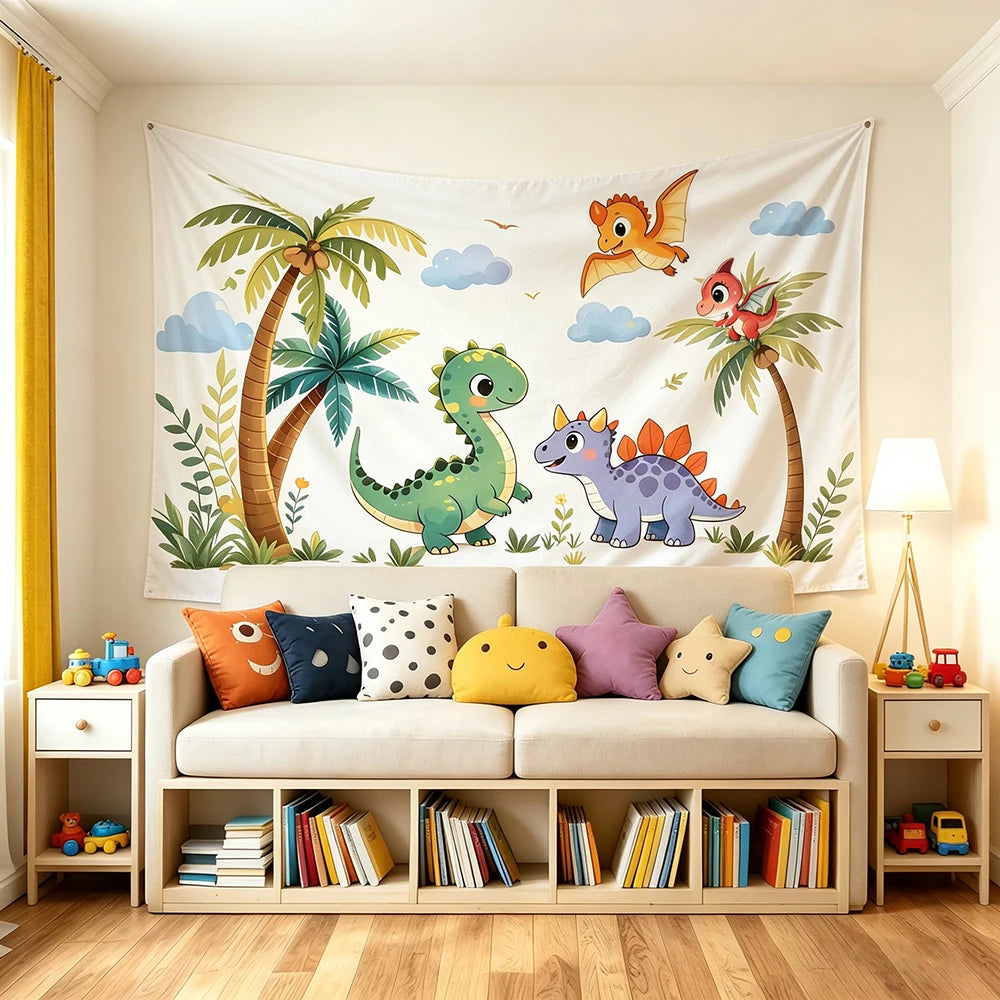 Cute Dinosaur Tapestry Wall Decor for Bedroom & Party