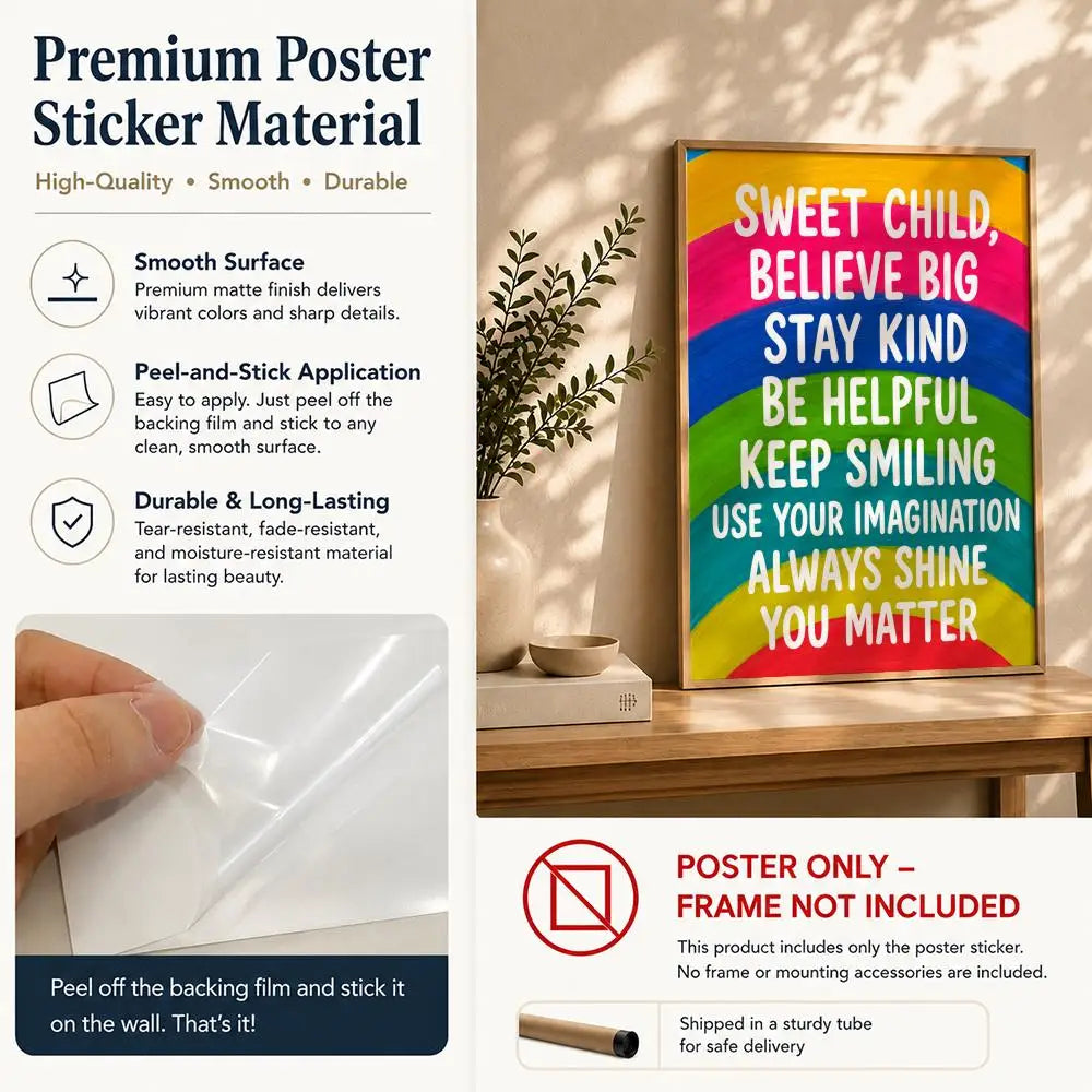 Rainbow Girl Motivational Wall Poster Self-Adhesive