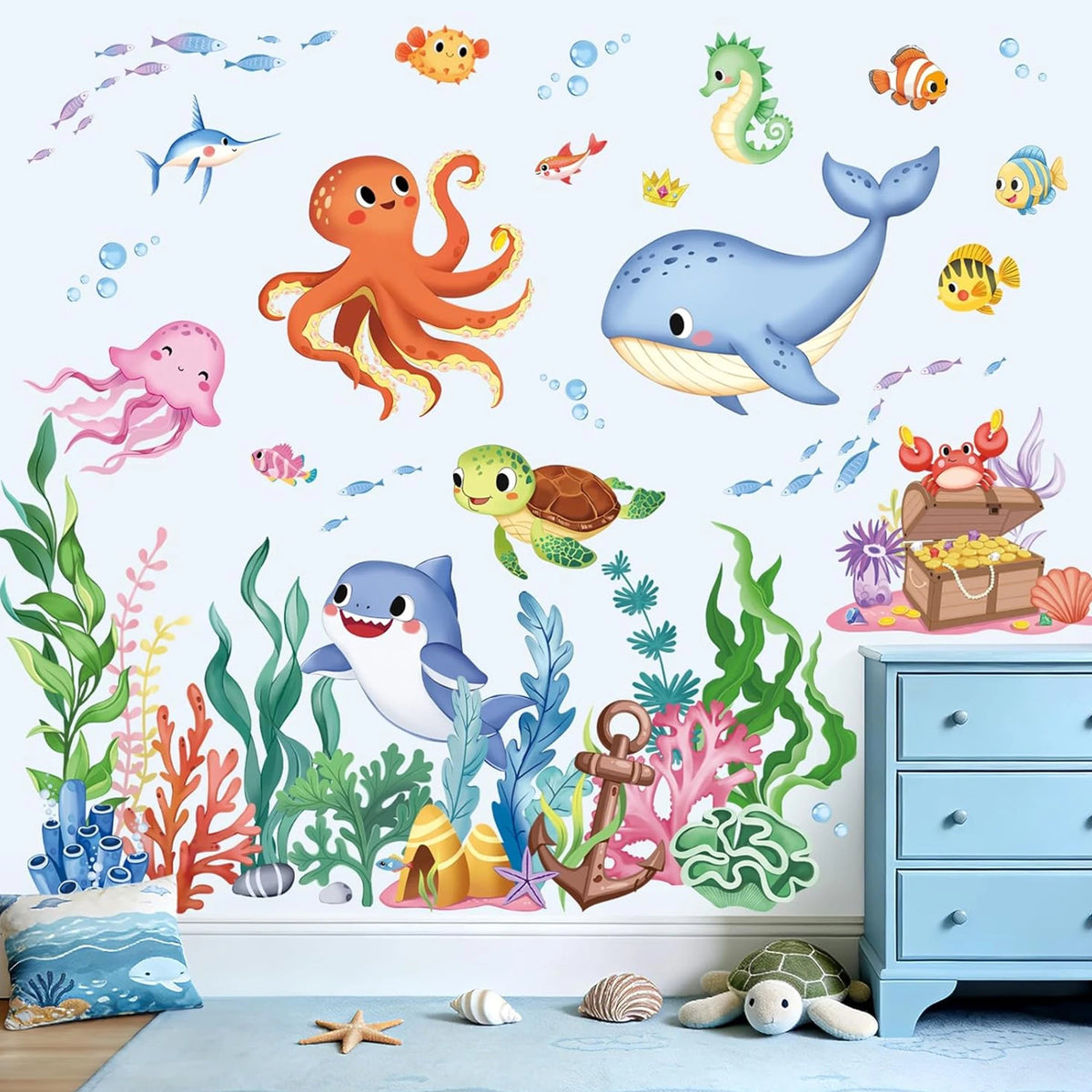 Underwater Ocean Animal Wall Stickers for Kids Room
