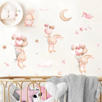 Pink Cartoon Bear Balloon Wall Sticker for Kids Room