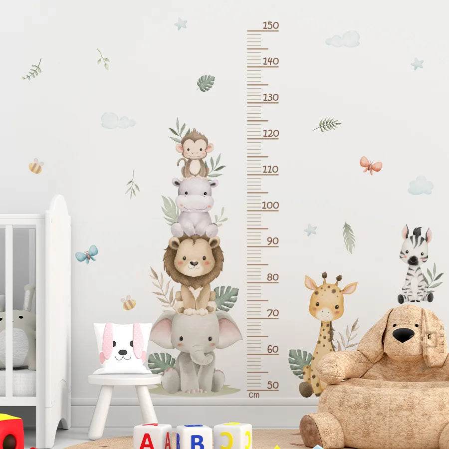 Jungle Safari Animal Growth Chart Wall Sticker for Kids