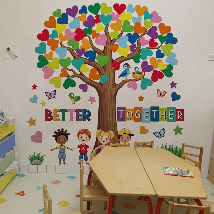 Colorful Heart Tree Wall Sticker for Kids Room & Nursery