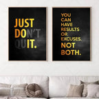 Motivational Quote Wall Art Black & Gold Canvas Poster