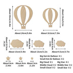 13-Piece Wooden Hot Air Balloon Wall Decor Set for Kids Room