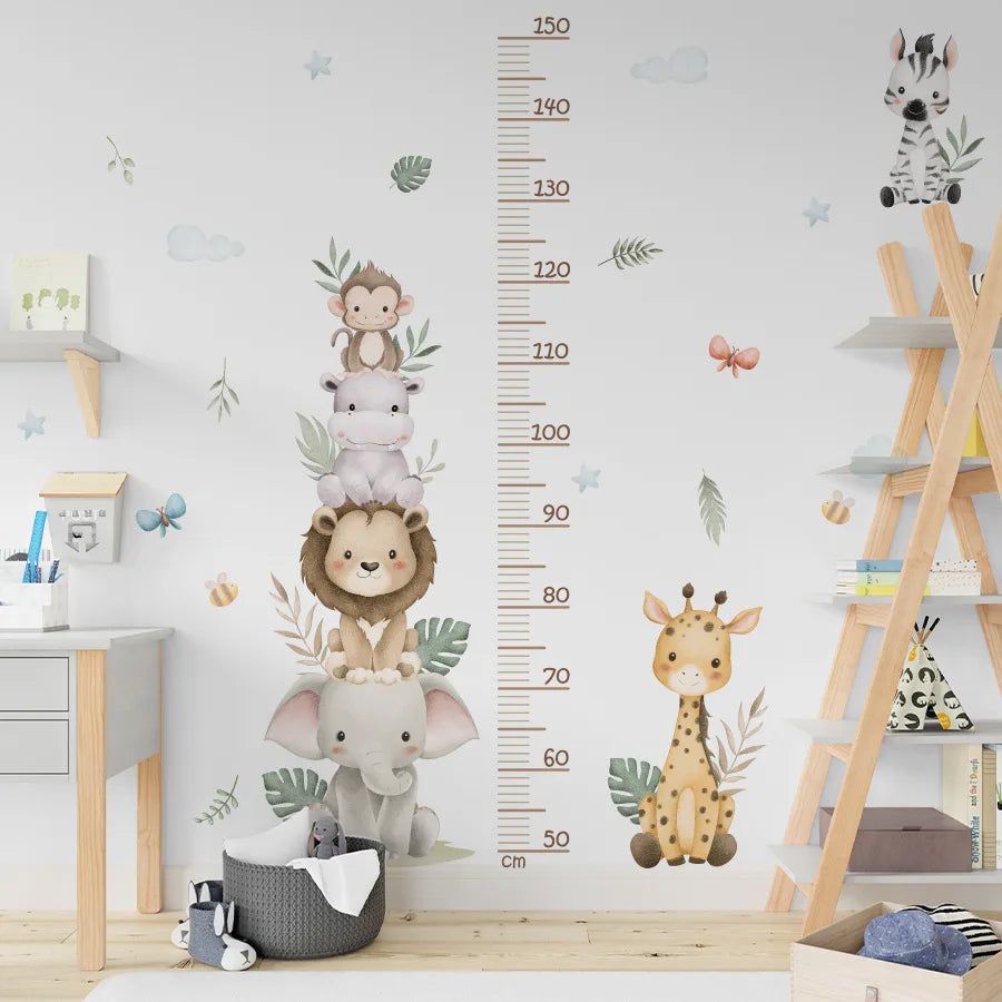 Jungle Safari Animal Growth Chart Wall Sticker for Kids