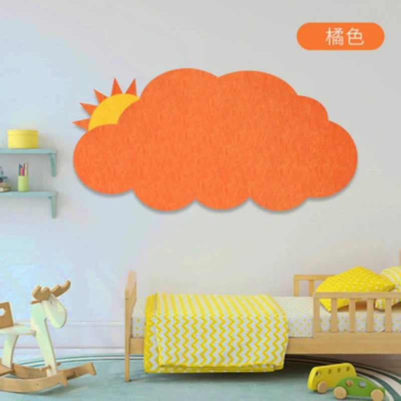 Colorful Cloud Felt Board Wall Sticker for Kids Room