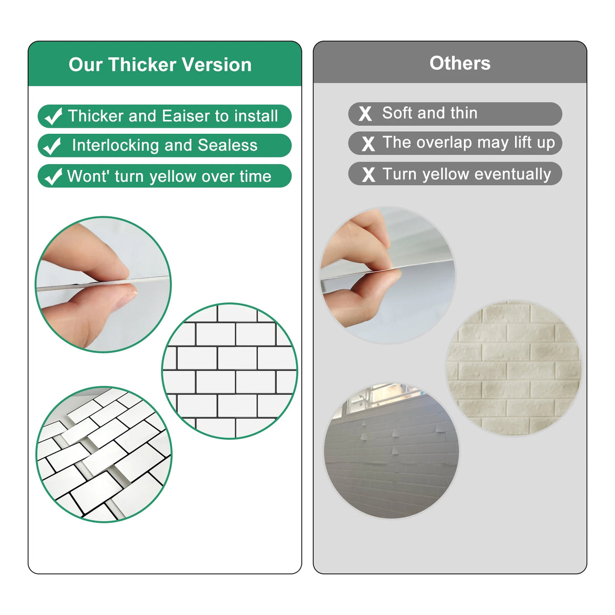 3D Subway Brick Peel & Stick Wall Stickers 10 Sheets