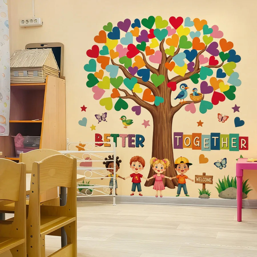 Colorful Heart Tree Wall Sticker for Kids Room & Nursery
