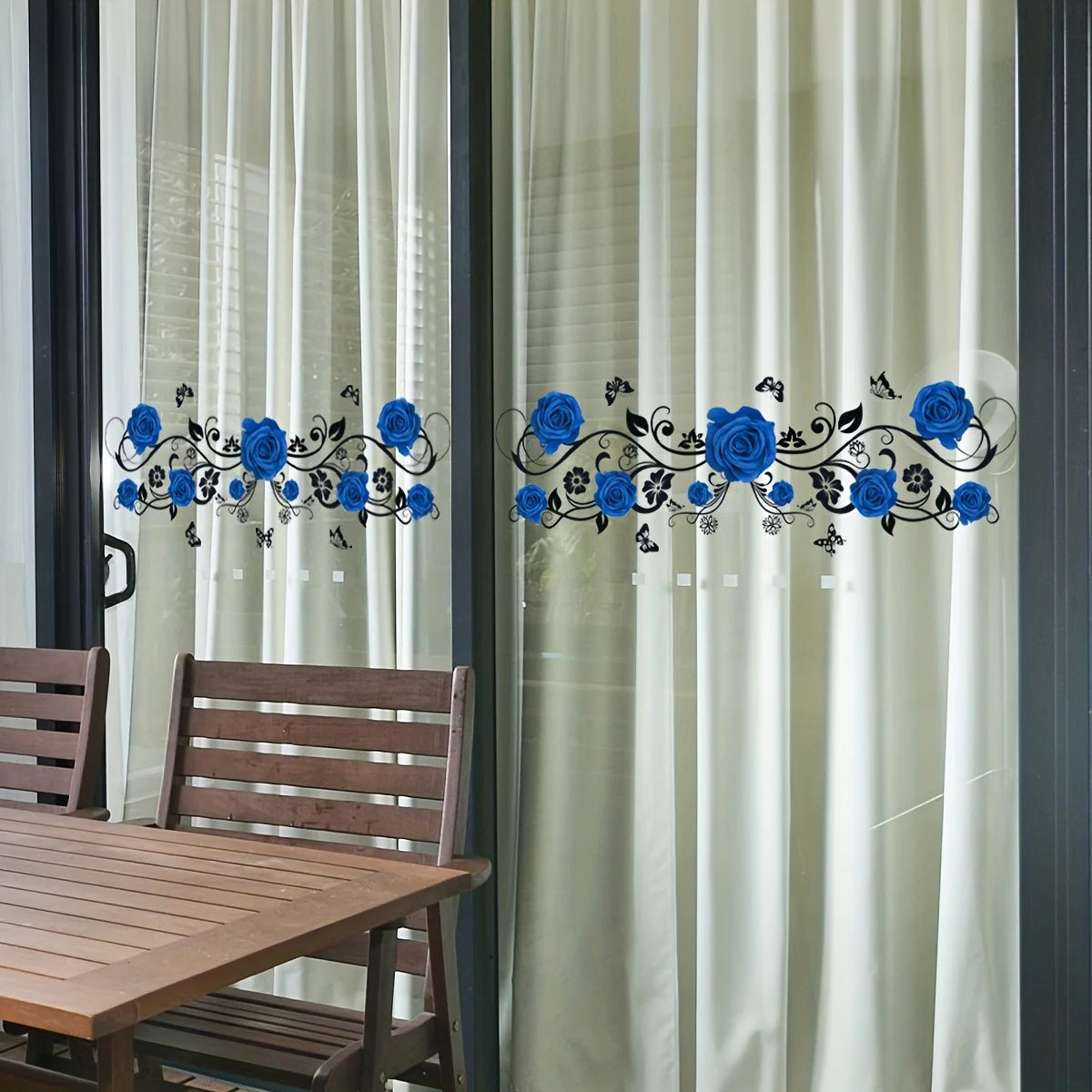 2-Piece Blue Rose Vine Wall & Window Decals