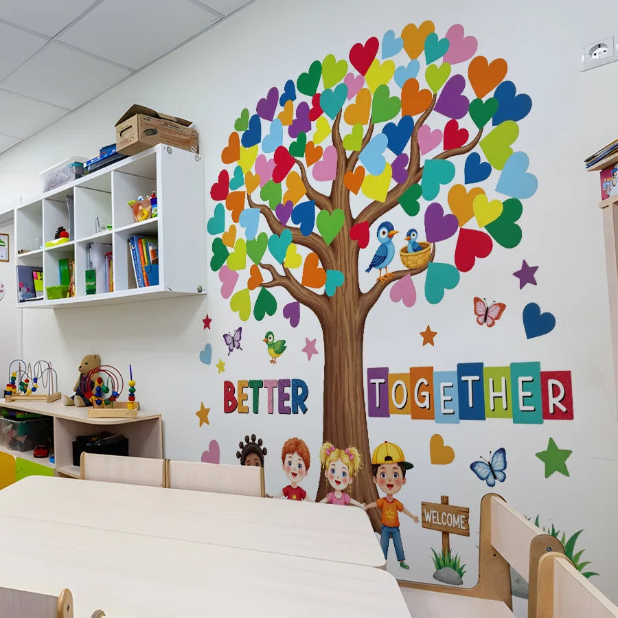 Colorful Heart Tree Wall Sticker for Kids Room & Nursery