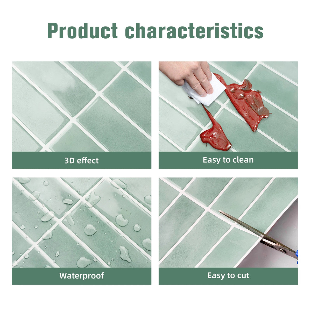 5/10Pcs Peel & Stick Tile Stickers Waterproof Vinyl