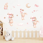 Pink Cartoon Bear Balloon Wall Sticker for Kids Room